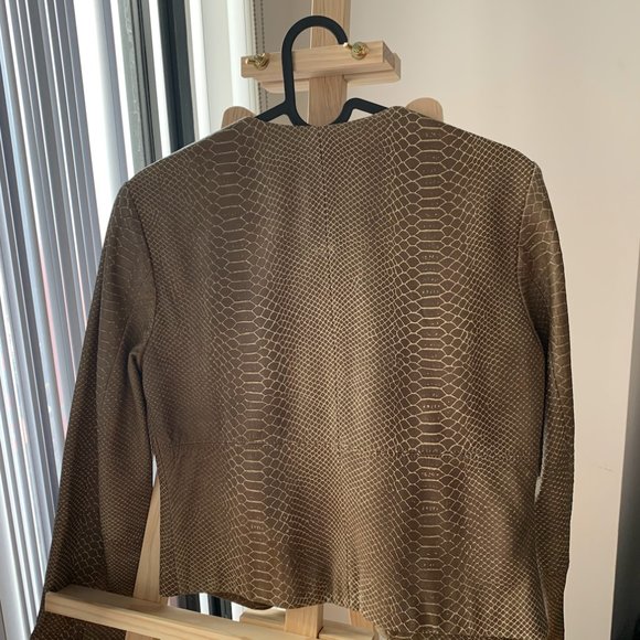 BCBGMAXAZRIA BCBG LEATHER JACKET BROWN - Picture 2 of 6